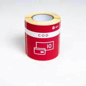 Etykieta samoprzylepna z nadrukiem "COD" - Cash on delivery - DPD
